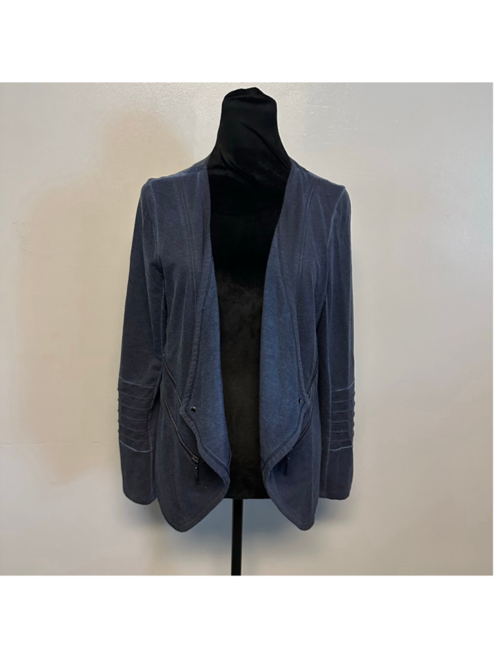 Soft Surroundings Blue Open Front Moto Jacket Women’s Medium